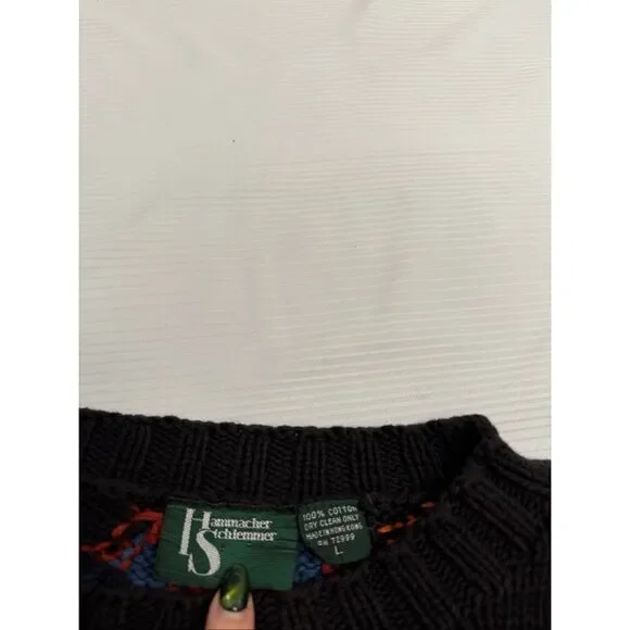 Hammacher Schlemmer Vintage Colorful Aztec Western Style Knit Sweater Size Large